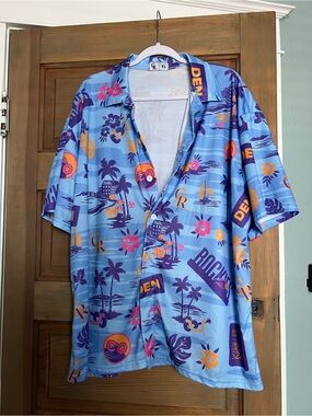 Rockies Light Blue Hawaiian Print Button-Down Shirt - Father’s Day
